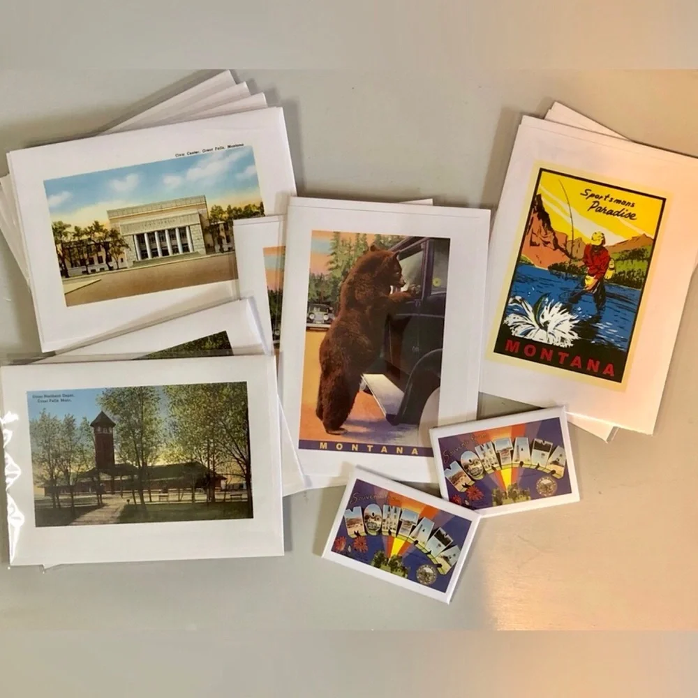 Montana And Great Falls Montana Notecards And Magnets Bundle Of Twelve New